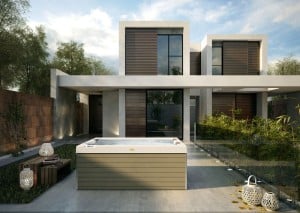 Italian Design Unique - wolnostojący mini-basen dla 3 osób, 1 leżanka, wymiary 190 x 150 x 80 cm